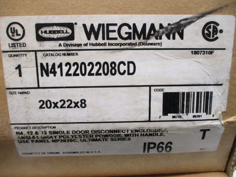 WIEGMANN N412202208CD 20X22X8 NSMP