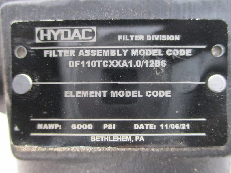 HYDAC DF110TCXXA1.0/12B6 2062904 6000PSI NSMP
