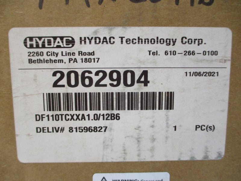 HYDAC DF110TCXXA1.0/12B6 2062904 6000PSI NSMP