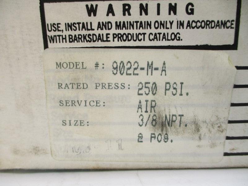 BARKSDALE 9022-M-A 250PSI 3/8" NSMP