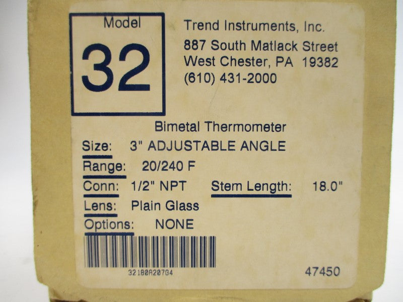 TREND INSTRUMENTS 32 20-240'F 3" 18.0" NSMP