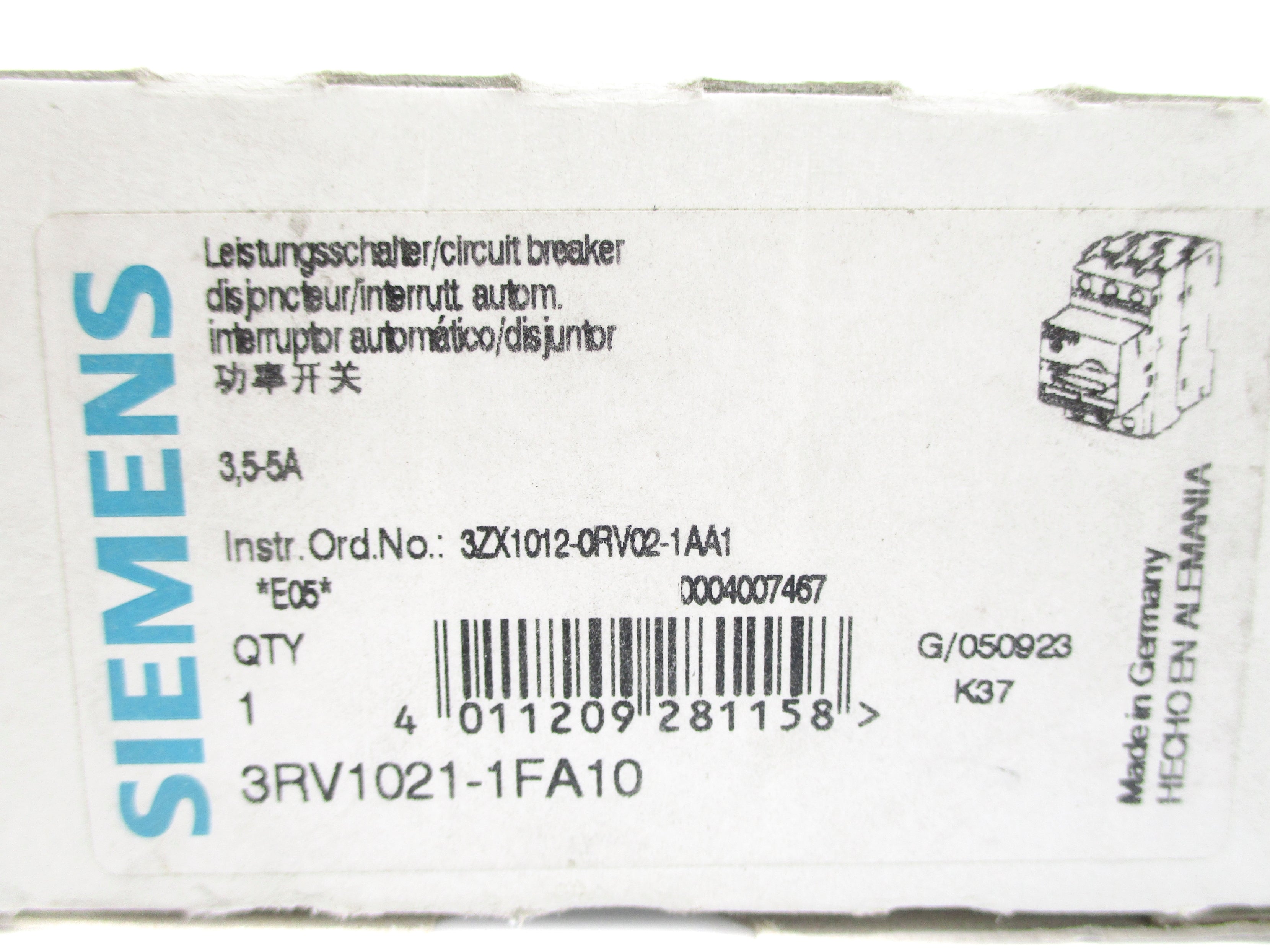SIEMENS 3RV1021-1FA10 690V 3.5-5A NSMP