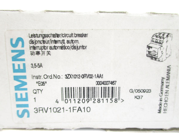 SIEMENS 3RV1021-1FA10 690V 3.5-5A NSMP