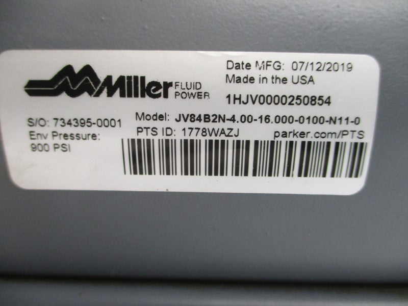 MILLER JV84B2N-4.00-16.000-0100-N11-0 1HJV0000250854 900PSI NSNP