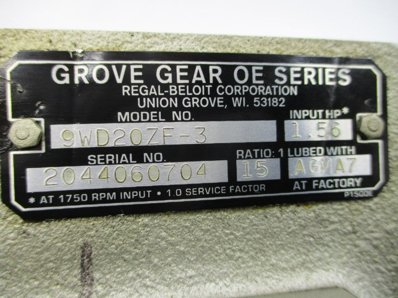GROVE GEAR 9WD20ZF-3 UNMP