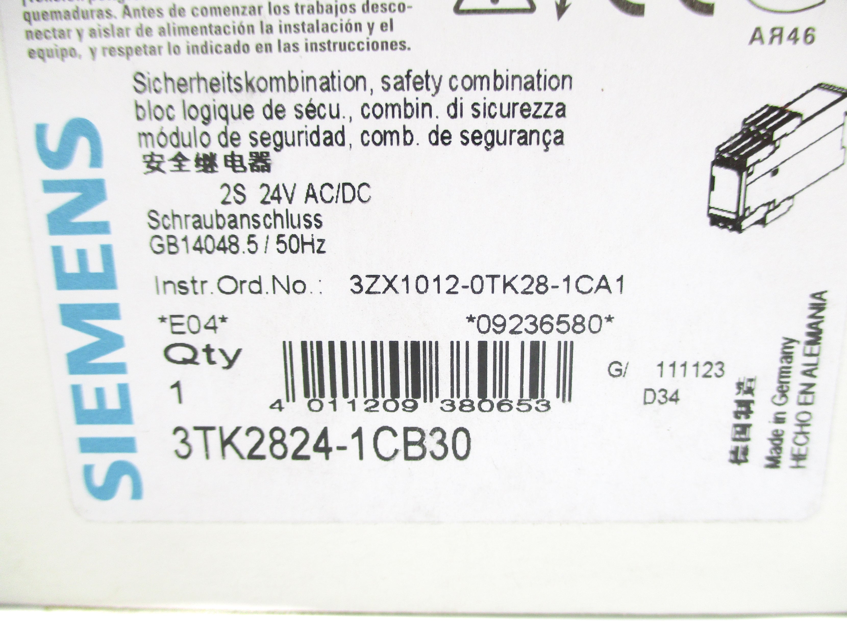 SIEMENS 3TK2824-1CB30 24VAC/DC NSMP
