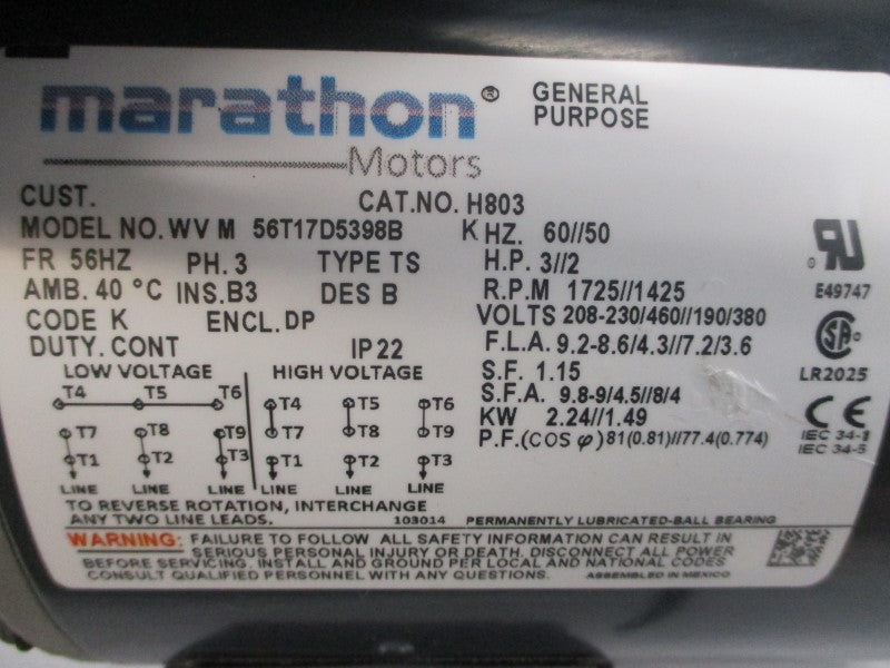 MARATHON 56T17D5398B H803 460V 4.3A NSNP