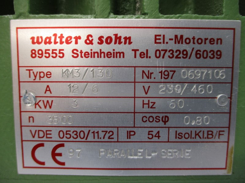 WALTER & SOHN KM3/130 1970697106 230/460V 12/6A NSNP