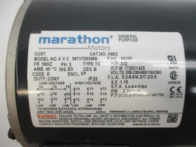 MARATHON 56T17D5398B H803 460V 4.3A NSMP