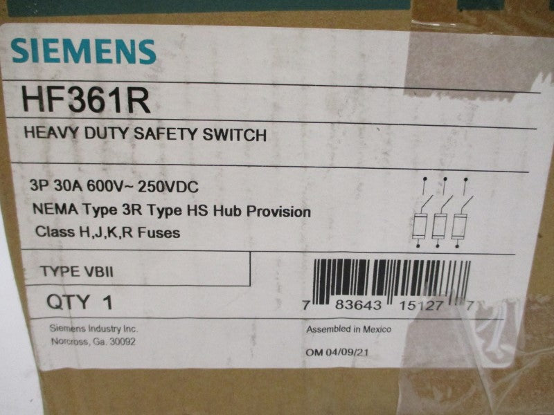 SIEMENS HF361R 600VAC 30A NSMP