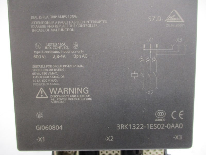 SIEMENS 3RK1322-1ES02-0AA0 600VAC 2.8-4A NSMP
