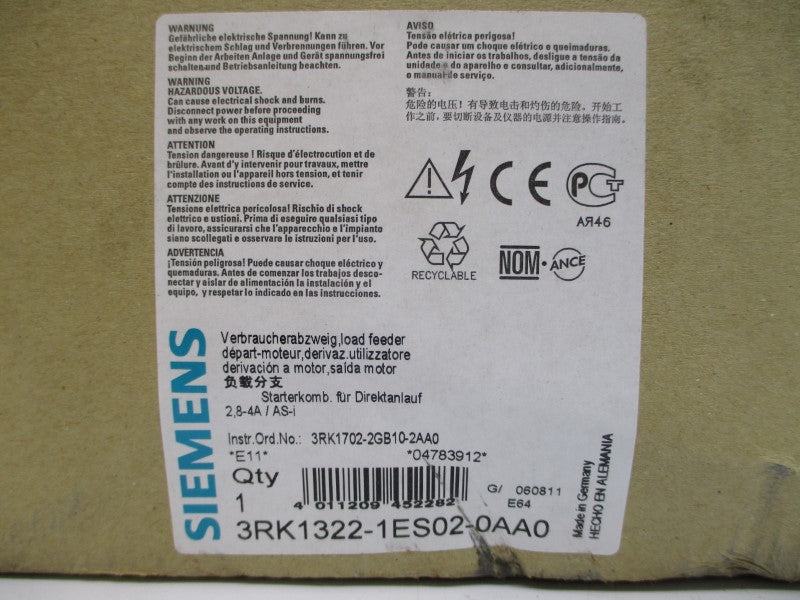 SIEMENS 3RK1322-1ES02-0AA0 600VAC 2.8-4A NSMP