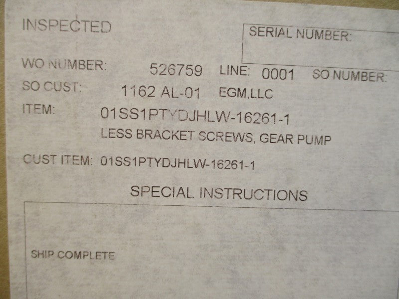 ROPER PUMPS 01SS1PTYDJHLW 162611 NSMP