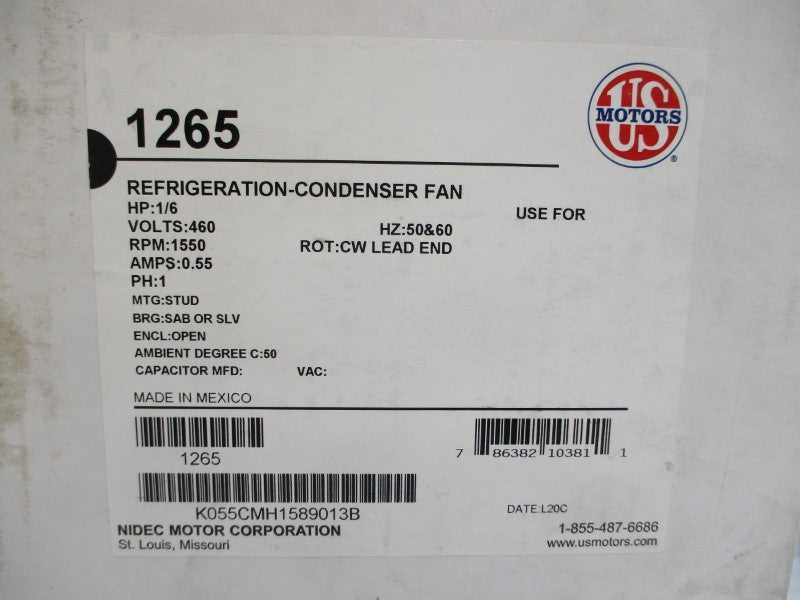 US MOTORS K55HXCMH-1589 1265 460V .55A NSMP