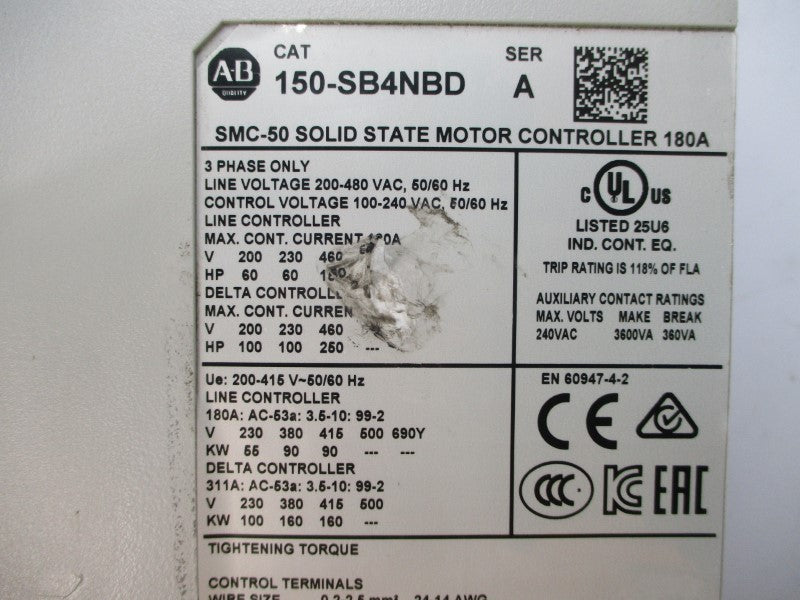 ALLEN BRADLEY 150-SB4NBD SER. A 460VAC 180A (AS PICTURED) NSNP