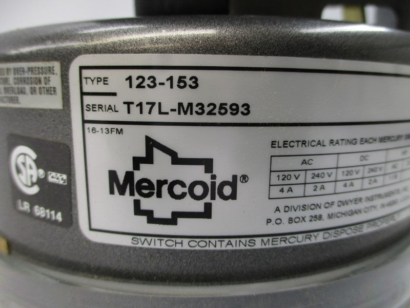 MERCOID 123-153 120/240VAC 4/2A 150PSI NSNP