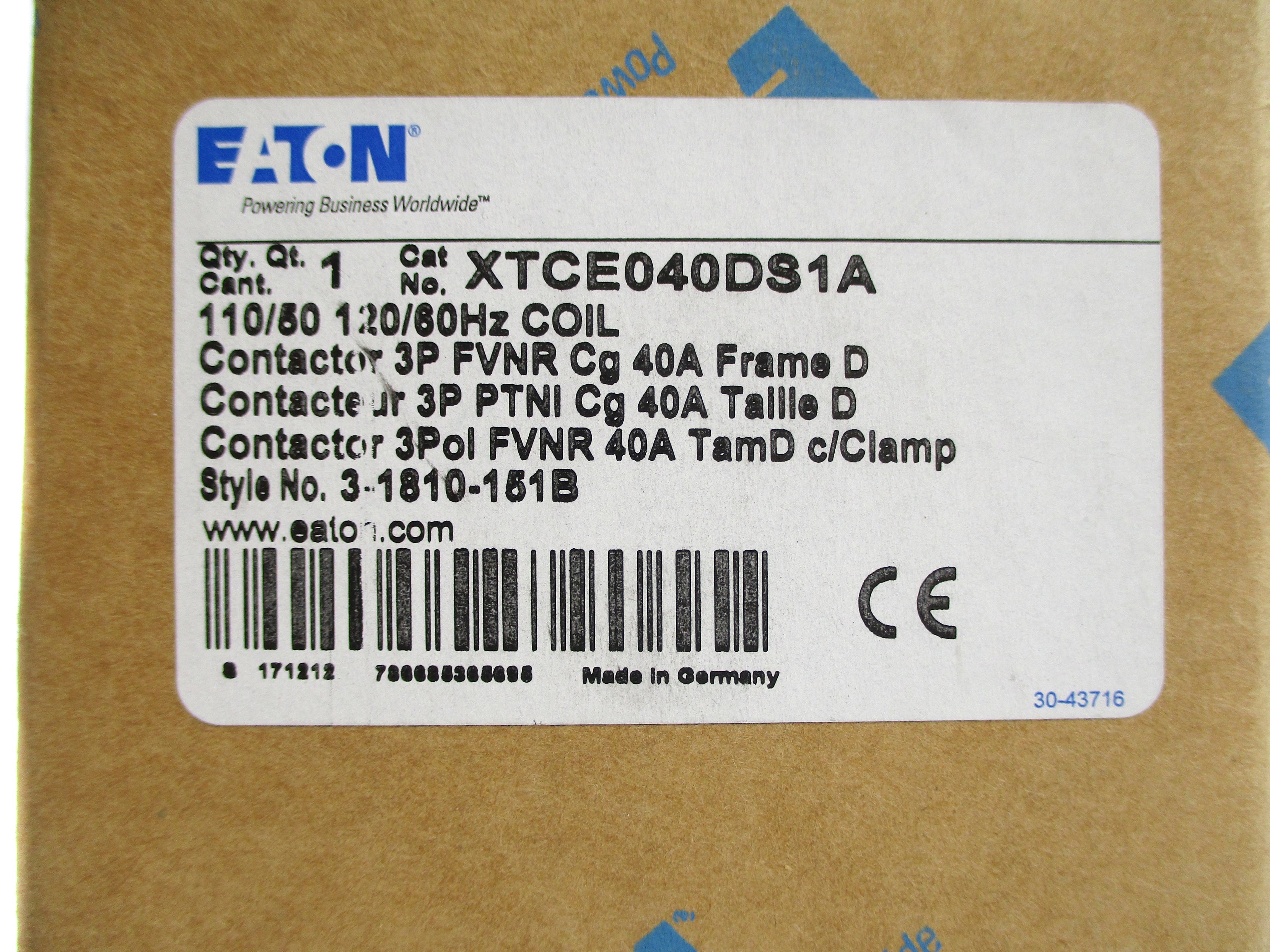 EATON XTCE040DS1A 110/120V NSMP