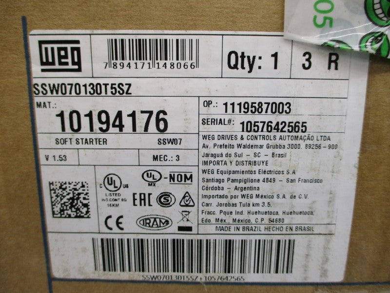 WEG SSW070130T5SZ 10194176 94-264VAC 130A NSMP