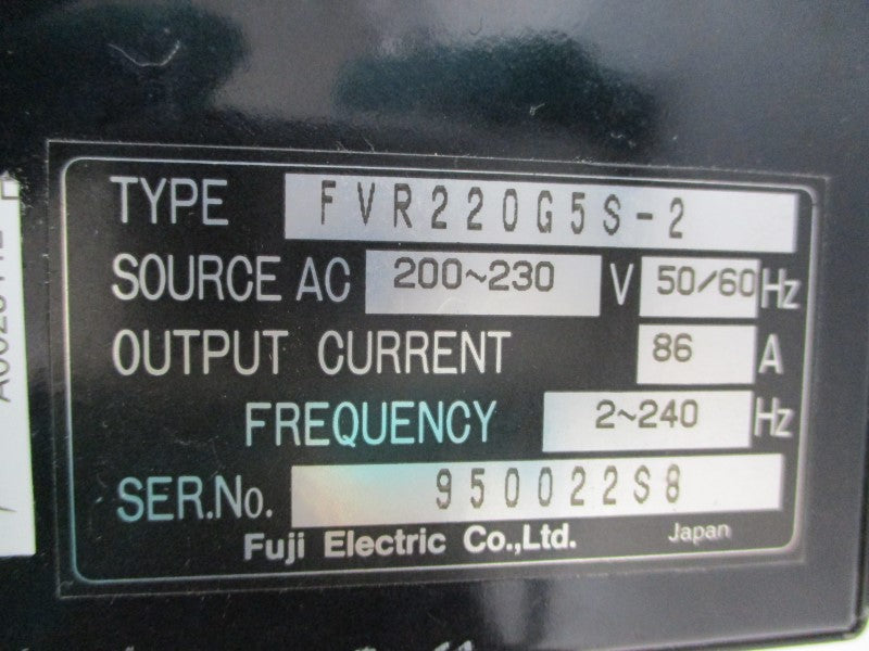 FUJI ELECTRIC FVR220G5S-2 200-230VAC 86A UNMP