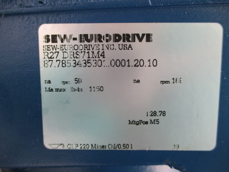SEW-EURODRIVE R27DRS71M4 277/480V 2.05/1.19A NSNP