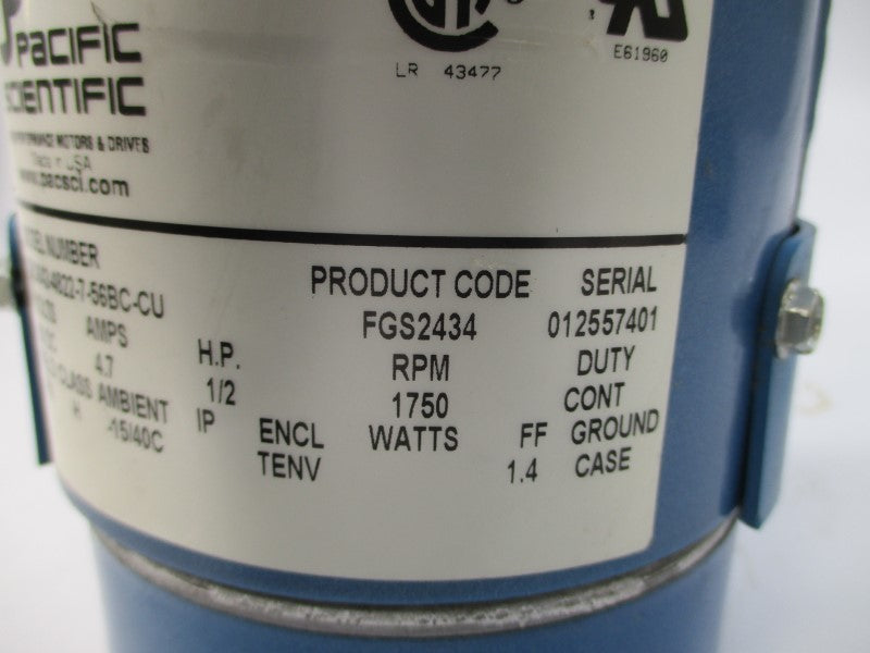 PACIFIC SCIENTIFIC SR3642-4822-7-56BC-CU 90VDC 4.7A NSNP