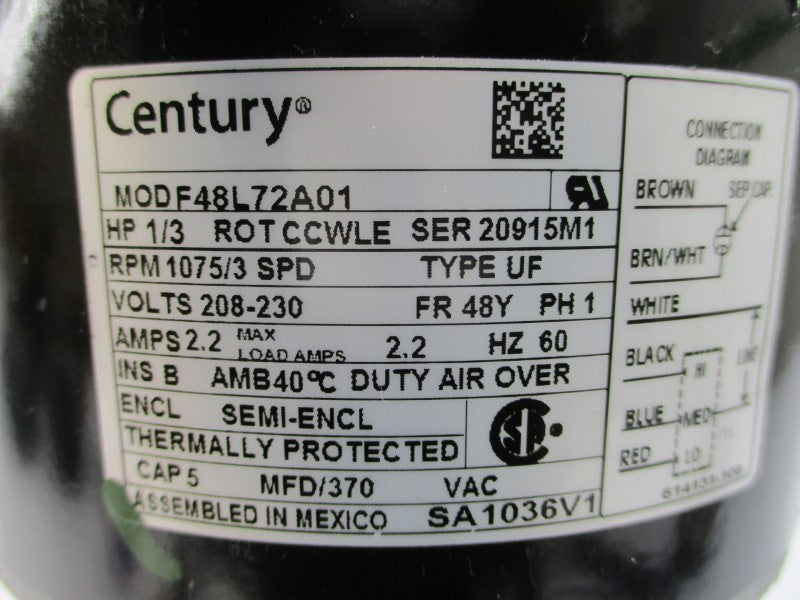 CENTURY F48L72A01 208-230V 2.2A NSNP