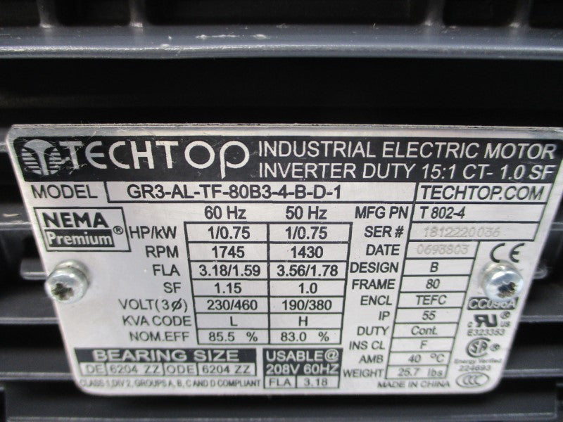 TECHTOP GR3-AL-TF-80B3-4-B-D-1 230/460V 3.18/1.59A NSNP