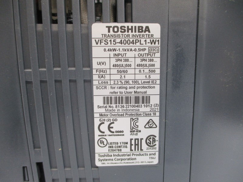 TOSHIBA VFS15-4004PL1-W1 380-480/500V 2.1A NSMP