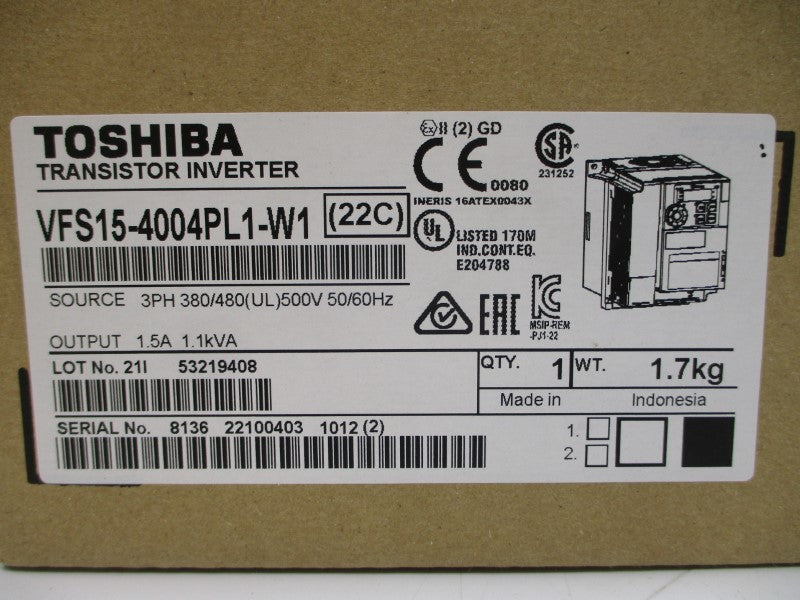 TOSHIBA VFS15-4004PL1-W1 380-480/500V 2.1A NSMP