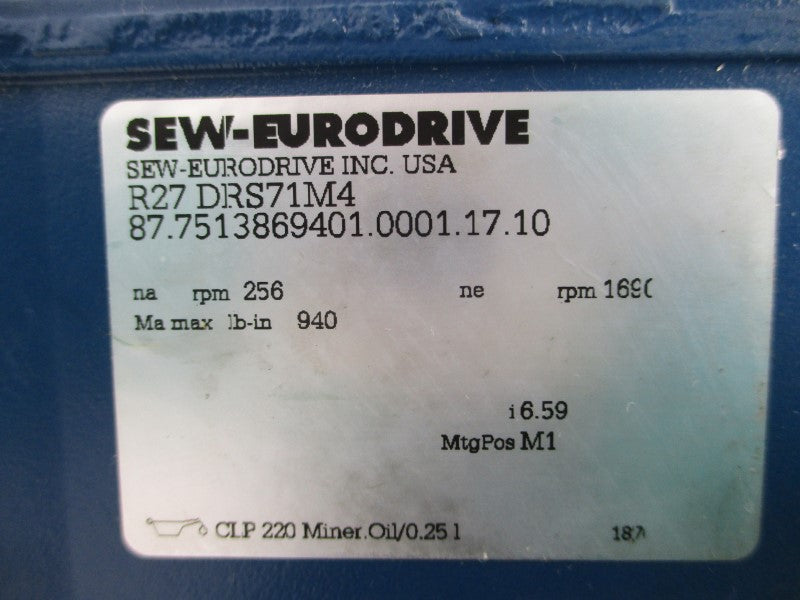 SEW-EURODRIVE R27DRS71M4 UNMP