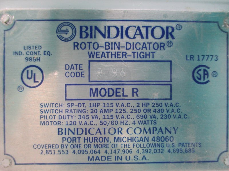 BINDICATOR MODEL R 480VAC 20A NSNP