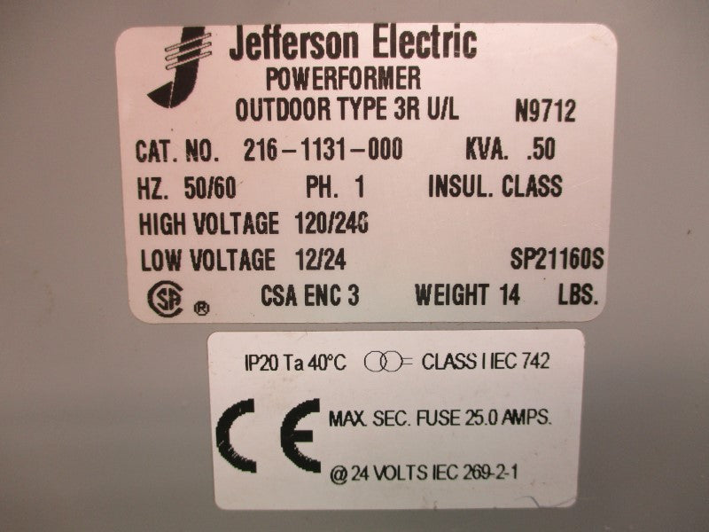 JEFFERSON ELECTRIC 216-1131-000 120/240V 25.0A NSNP