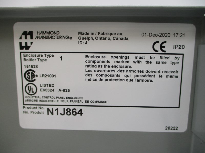 HAMMOND MANUFACTURING N1J864 NSMP