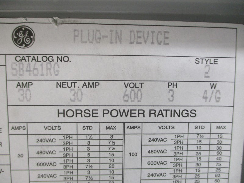 GENERAL ELECTRIC SB461RG 600V 30A NSMP