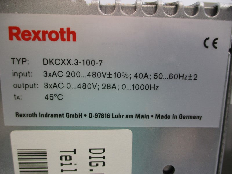 REXROTH DKC11.3-100-7-FW R911279432 200-480VAC 40A NSMP