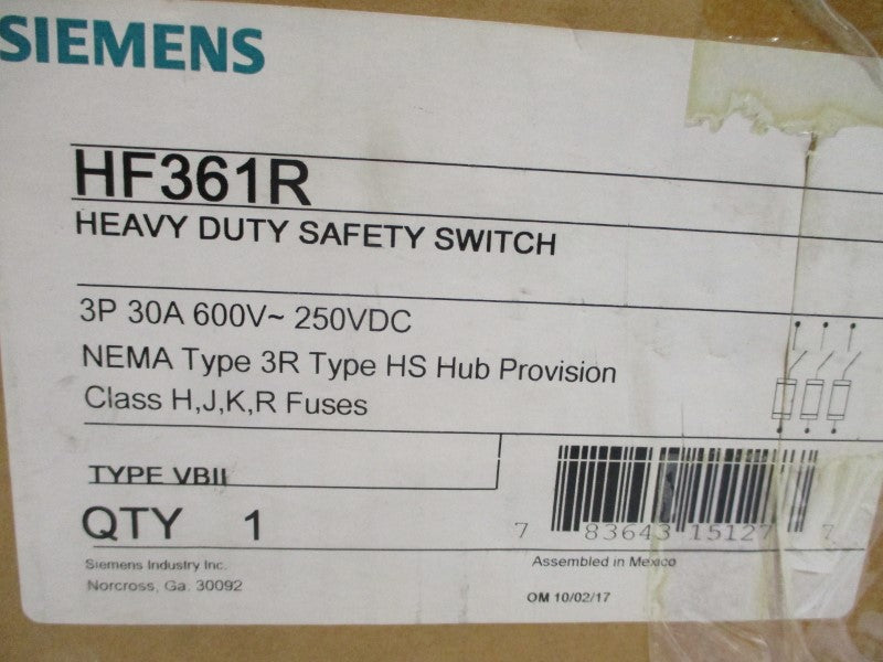 SIEMENS HF361R 600VAC 30A NSMP
