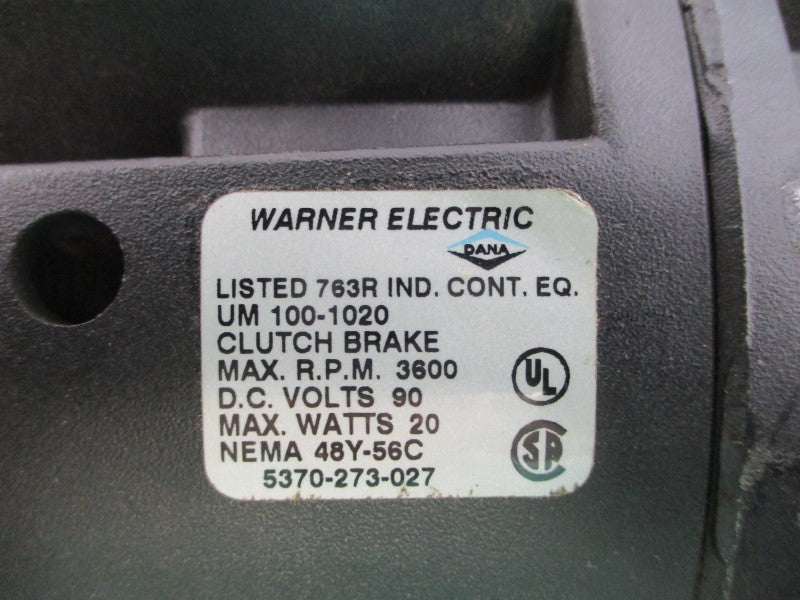WARNER ELECTRIC 5370-273-027 UM100-1020 90VDC NSMP