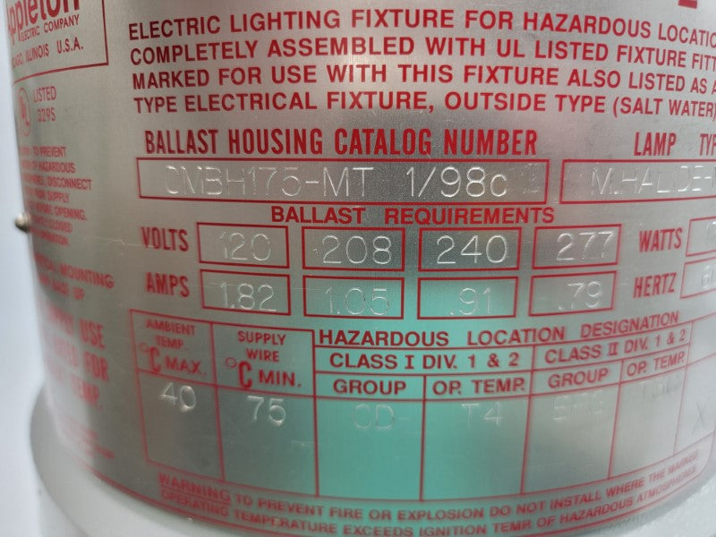 APPLETON CMBH175-MT 277V 1.82A NSMP