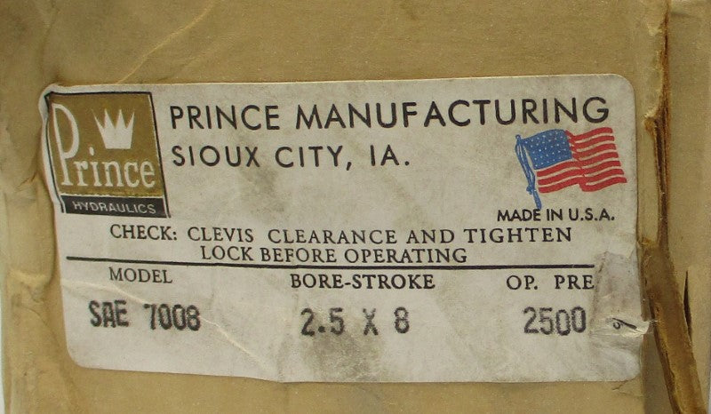 PRINCE HYDRAULICS SAE7008 2.5X8 NSMP
