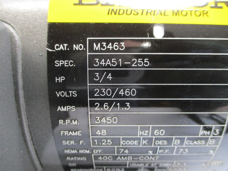 BALDOR M3463 34A51-255 230/460V 2.6/1.3A NSNP