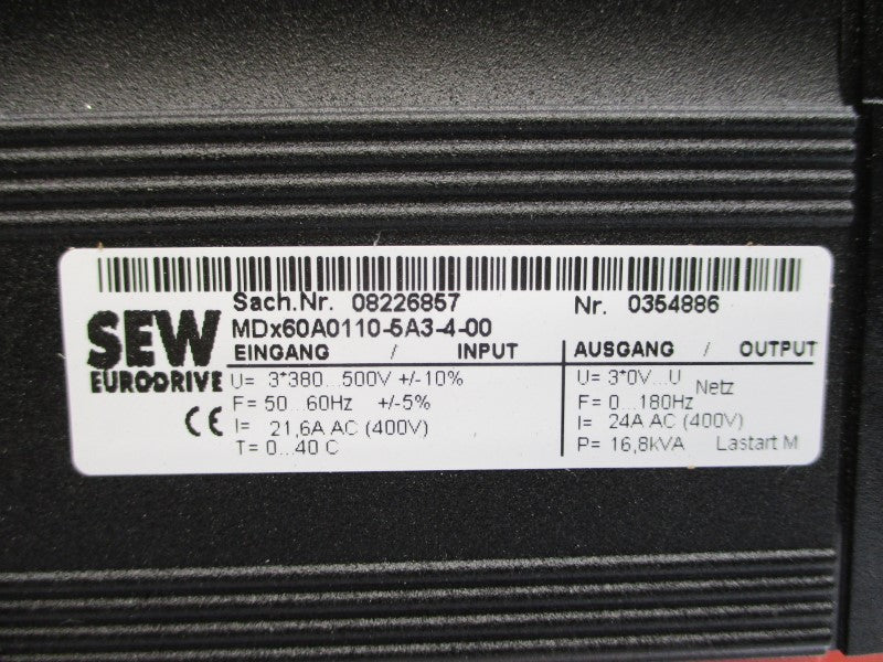 SEW EURODRIVE MCV40A0110-5A3-4-0T 08274789 380-500VAC 21.6A NSNP