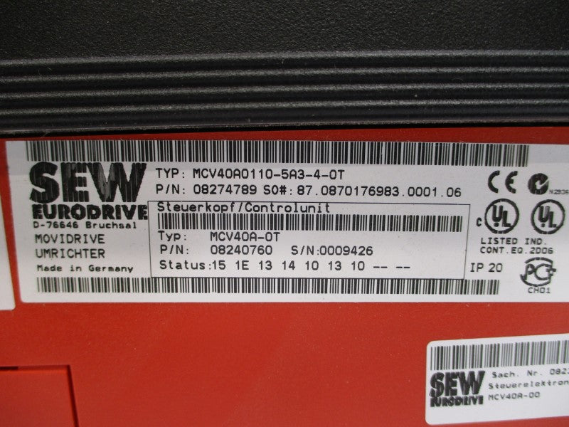 SEW EURODRIVE MCV40A0110-5A3-4-0T 08274789 380-500VAC 21.6A NSNP