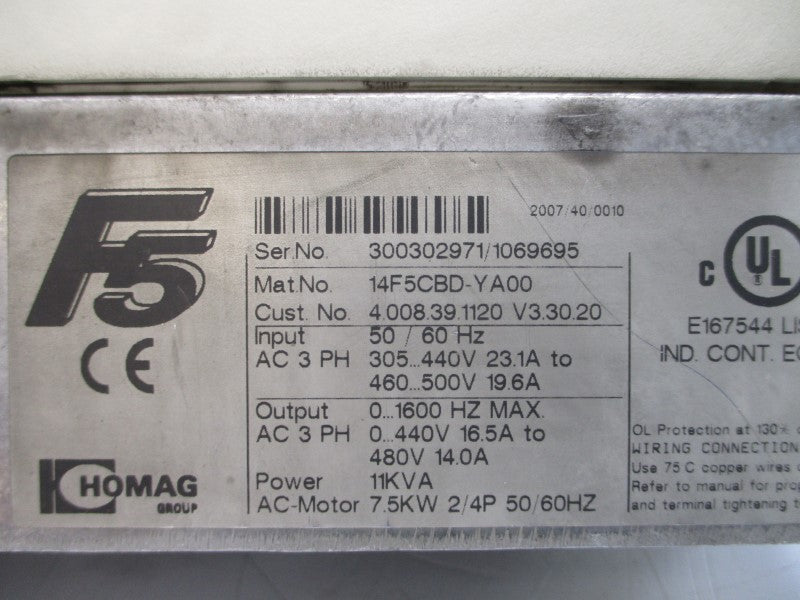 HOMAG 14F5CBD-YA00 305-440VAC 23.1A UNMP