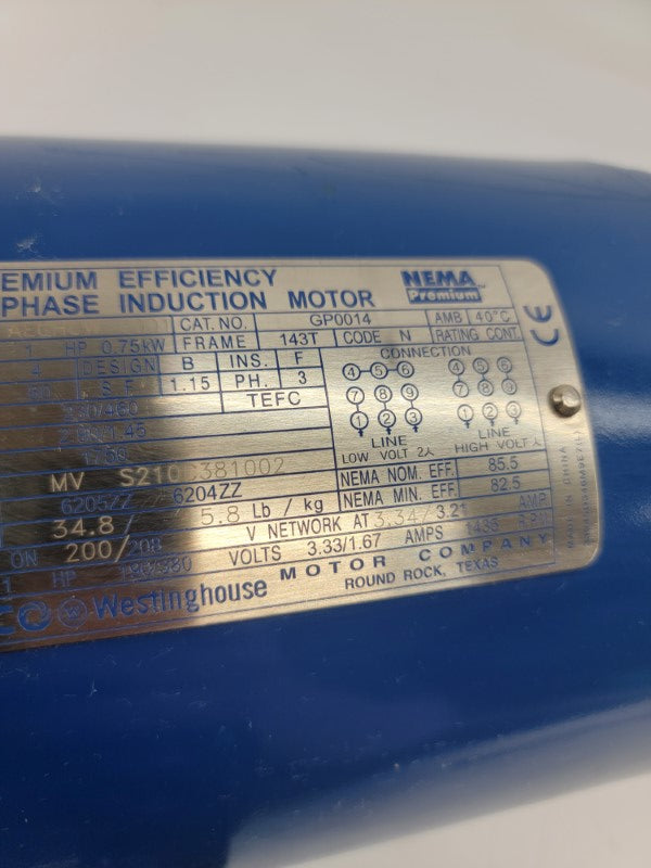 TECO WESTINGHOUSE AEGHUW001 GP0014 230/460V 2.90/1.45A NSNP