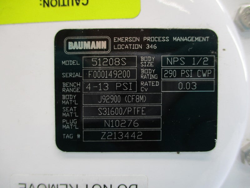 BAUMANN 51208S DVC6010 30VDC 4-13PSI NSNP