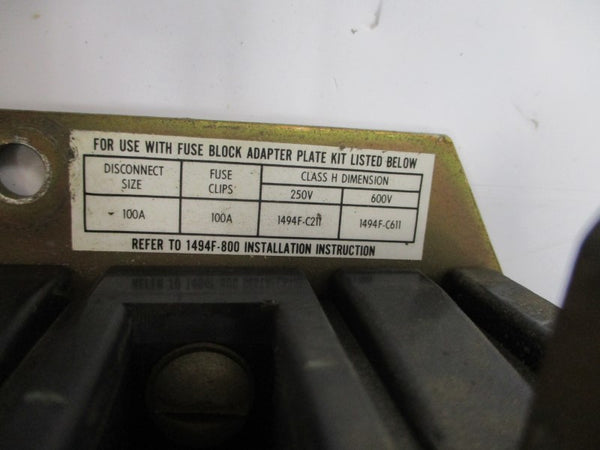 ALLEN BRADLEY 1494F-NF100 SER. A 600V 100A (AS PICTURED) UNMP