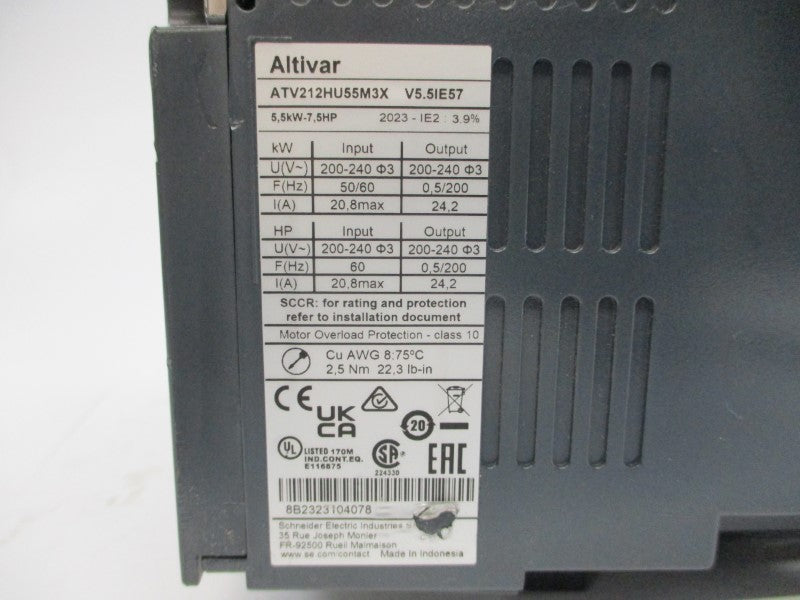SCHNEIDER ELECTRIC ATV212HU55M3X 200-240V 20.8A NSNP