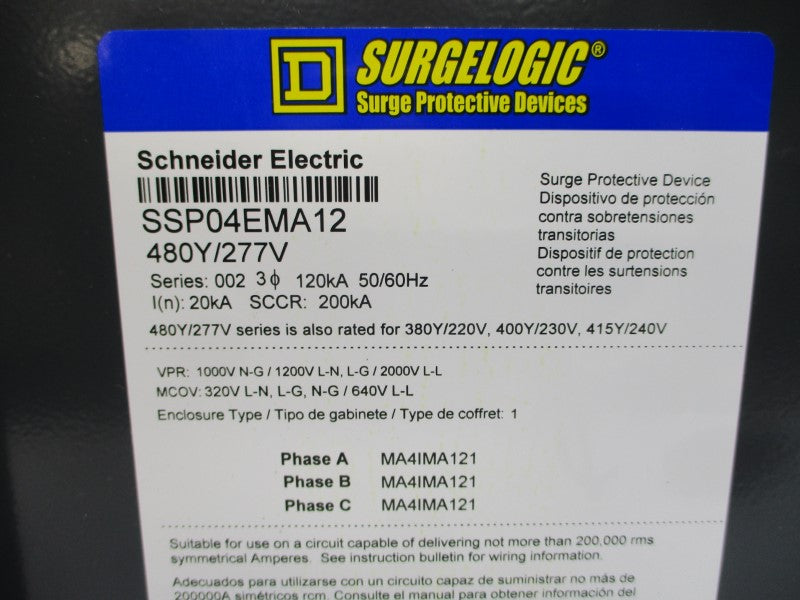 SCHNEIDER ELECTRIC SSP04EMA12 SER. 002 480/277V NSNP