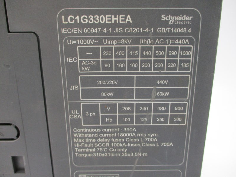 SCHNEIDER ELECTRIC LC1G330EHEA 440V 440A NSNP