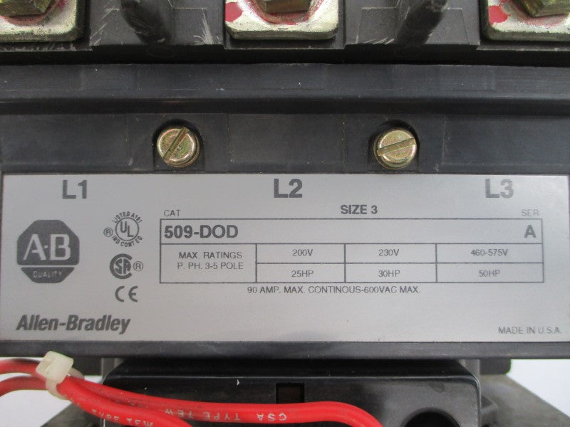 ALLEN BRADLEY 509-DOD SER. A 110/115-120V (AS PICTURED) UNMP